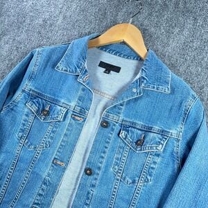 Uniqlo Jean Jacket Womens S‎ Blue Denim Long Sleeve Pockets Casual Cotton #AB807